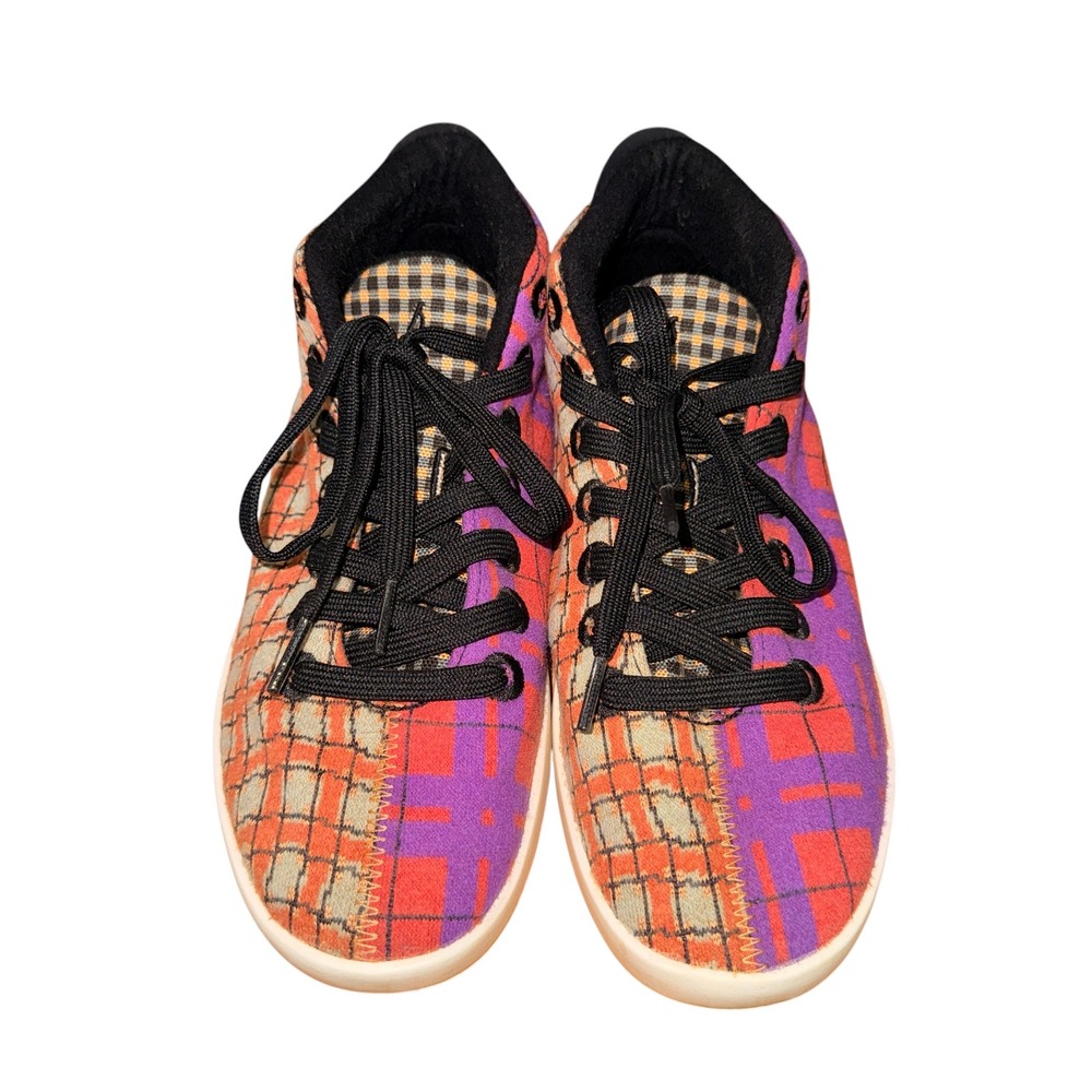 Allbirds Wool Piper Mid Womens 9 Pre-Owned Sneakers Multi Patchwork Plaid Wool